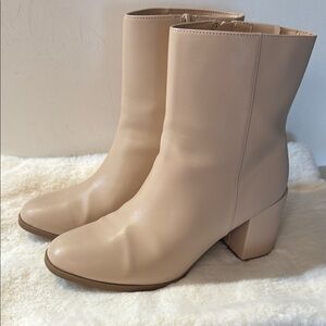 A New Day Beige 3” Heels Boots Ankle Height